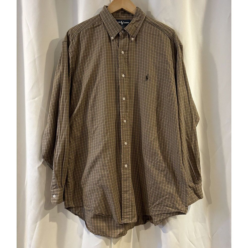 polo ralph lauren yarmou button down plaid brown